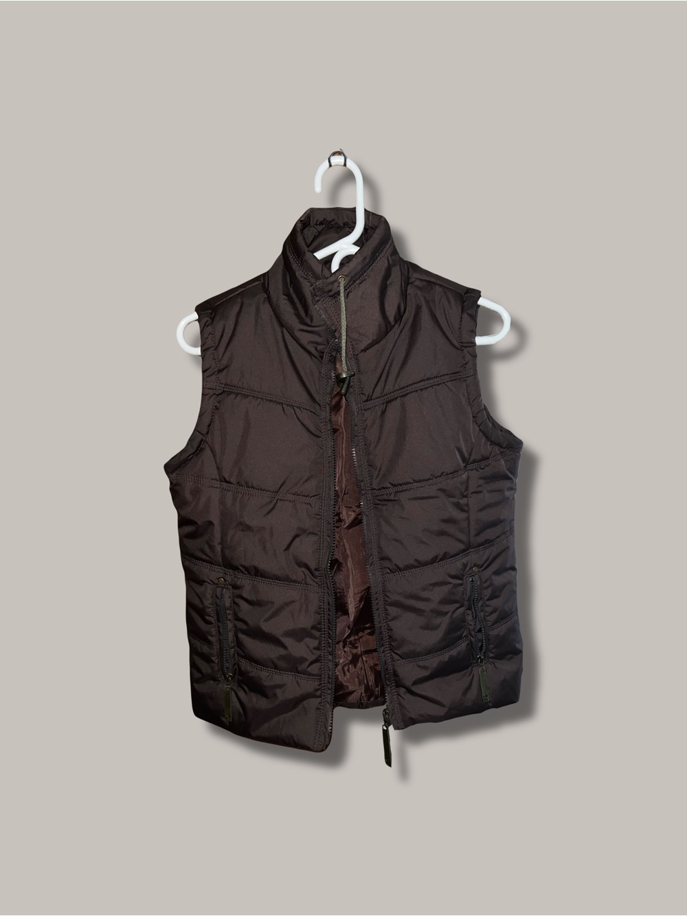 Ashley By 26 International Women’s Quilted Puffer Vest in Dark Brown